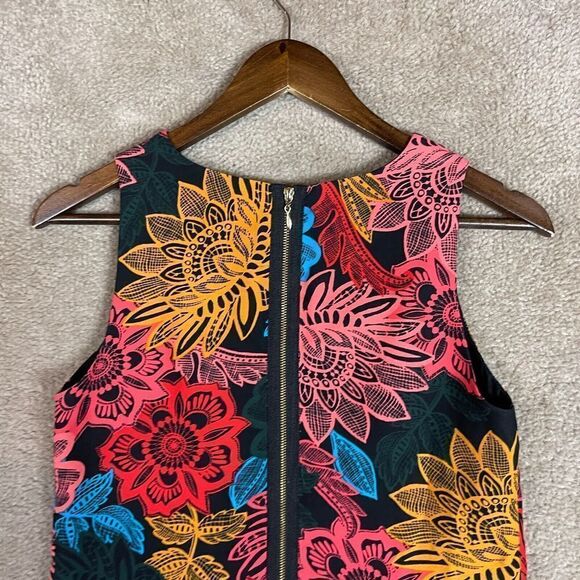 CeCe Arlington Shift Dress Women Size 0 Multicolor Floral Print Sleeveless Crepe - Picture 8 of 9